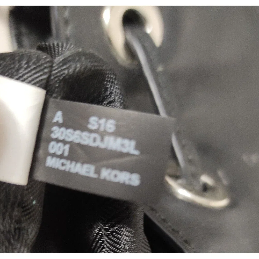 Michael Kors DOTTIE Black Leather Bucket Bag